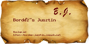 Bordás Jusztin névjegykártya